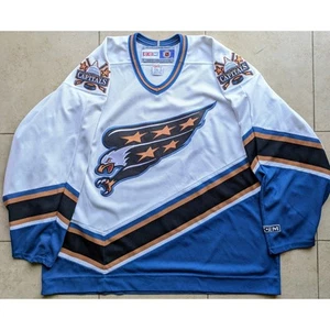 Washington Capitals 90s CCM Air-Knit jersey white Scream Eagle 2X hockey NHL vtg - Picture 1 of 9