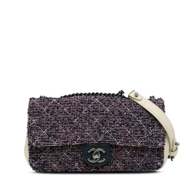 Bolso Bandolera Chanel Small Airlines Autenticado Tela Tweed Azul Solapa Foto 1 de 4