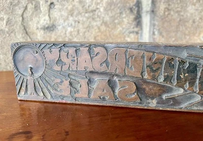 Very Early Copper and Wood Printing Block ANNIVERSARY SALE with Candles 8” Long - Image 1 of 4