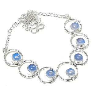 Opalite Gemstone Handmade 925 Sterling silver Jewelry Necklace Size 18" - Picture 1 of 1