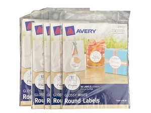 Etiquetas redondas blancas brillantes Avery 2 pulgadas de diámetro 36 etiquetas 3 hojas 22923 - Imagen 1 de 8