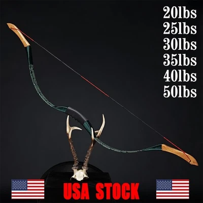 Tiro con arco recurvo tradicional 20-50 lb hecho a mano arco largo caza tiro objetivo Foto 1 de 4