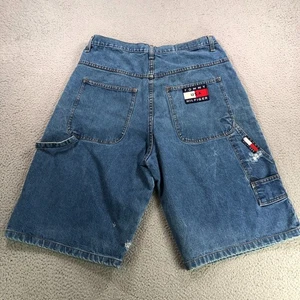 Vintage Tommy Hilfiger Shorts Erwachsene 38 blau Carpenter Baggy Y2K 90er Jeans Patch Flagge - Bild 1 von 14