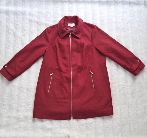 Michael Michael Kors giacca cappotto rosso misto lana zip donna taglia 2X