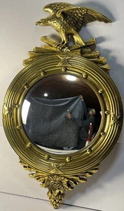 Vintage Ethan Allen/ Baumritter Porthole Fish Eye Framed Mirror 32” x 19” Syroco - Picture 1 of 6