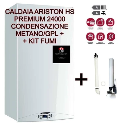 CALDAIA ARISTON CONDENSAZIONE HS PREMIUM  METANO/GPL 24 KW CON KIT FUMI OMAGGIO - Immagine 1 di 4