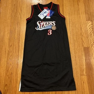 Vestido Jersey Para Mujer Allen Iverson Philadelphia 76ers NBA Reebok S Negro De Colección - Imagen 1 de 7
