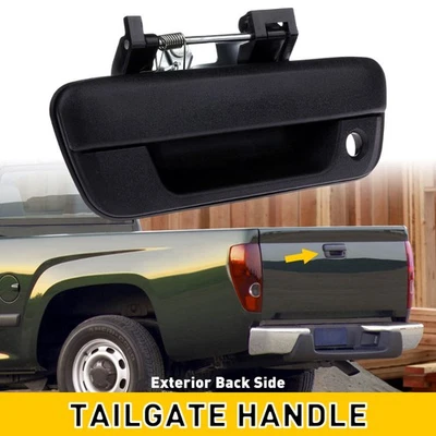 Tailgate Handle w/ Hole For 2004-2012 Colorado Chevrolet GMC Canyon Black Rear - Image 1 of 4