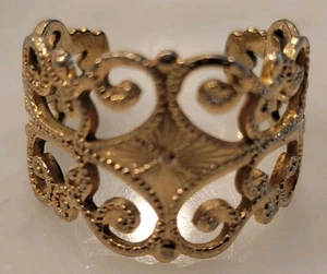 Vintage Sarah Coventry Ring Gold Tone Filigree Lace Ornate Band Victorian Boho - Picture 1 of 6