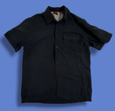 Ivory Tuck Shirt Mens Black Cargo Side Pocket  Short Sleeve Never Tuck Size 7 - Image 1 of 4