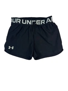 Under Armour Girls' HeatGear Athletic Shorts, Black, Logo, Size Small - Picture 1 of 3