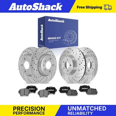 Front Rear Drilled Slotted Brake Rotors Ceramic Pads for 2017-2018 Audi A4 - Image 1 of 4