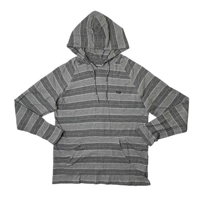 RVCA Hoodie Mens L Large Grey Cotton Striped Lightweight Pullover Sweatshirt - Image 1 of 4
