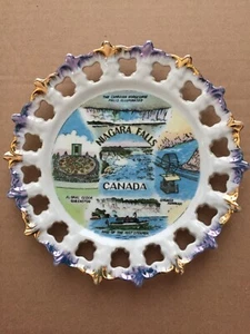 Niagra Falls Kanada 8" Souvenir Vintage Sammelteller Japan Hufeisen Dampfgarer - Bild 1 von 12