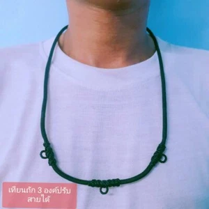 Necklace Black Rope 3 hook Thai Buddha Buddhist Amulet Handmade Pendant 26" - Bild 1 von 2