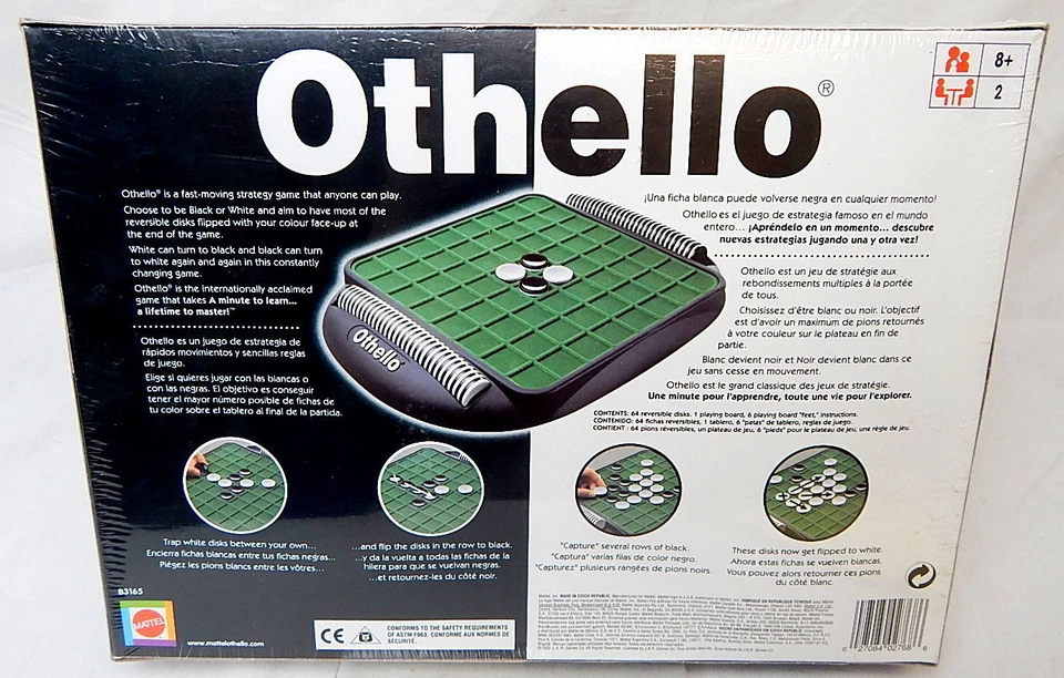 OTHELLO Strategy 棋盘游戏美泰全新带盒 B3165 2002 年收缩! — 第 1/1 张图片