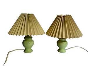 Vintage Shabby Chic Ceramic Green Urn Table Lamps with Shades | C54 G500 - Picture 1 of 16