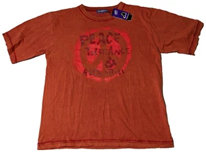 PEACE TOLERANCE & ROCK N ROLL BSN SPORTS WEAR Men Large Orange T-Shirt NEW - Picture 1 of 18