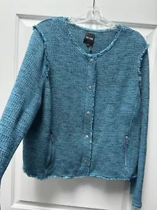 Giacca blazer donna Nic+Zoe con frange taglie forti 1x zip e bottoni a pressione blu/verde �� - Foto 1 di 11