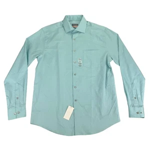 Van Heusen Mens Stain Shield Regular Fit Dress Shirt Teal Blue 15-15.5 34/35 - Picture 1 of 4