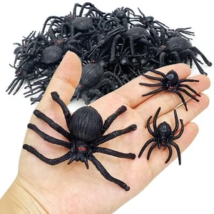 Rtisaeu 50PCS Plastic Spiders Halloween, Three Size Fake Spider, Halloween Pr... - Picture 1 of 7