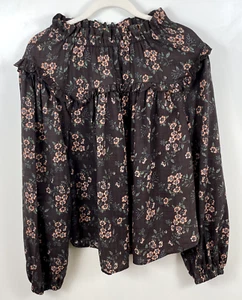 A New Approach ANA Womens Blouse Top 1X Brown Pink Cotton Blend Boho Flowers - Picture 1 of 10