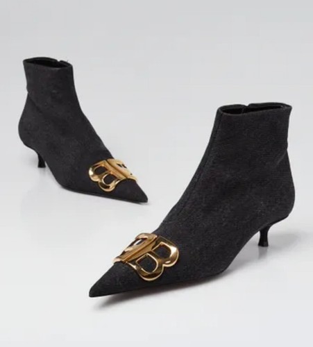 Stivaletti Balenciaga Demna Grigio Denim BB Logo Coltello Tacco Gattino?ESAURITO