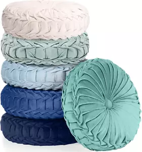 6 Pcs Floor Pillow Cushions round Velvet Throw Pillows Colorful Flexible Floor C - Picture 1 of 12