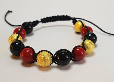 Edelsteine Armband Shamballa Onyx schwarz-rot-gold, Deutschland, Belgien - Bild 1 von 3