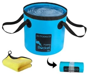 Collapsible Bucket 5 Gallon Container Folding Water Bucket Portable Wash Blue - Picture 1 of 8
