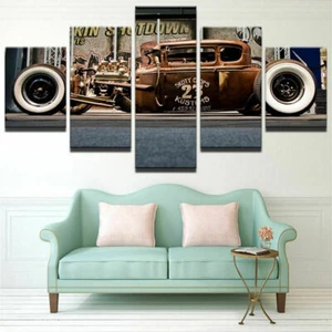 Old Vintage Car Canvas Prints Painting Wall Art Home Decor Decor 5PCS - Picture 1 of 4