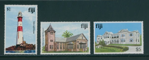 Fiji Scott #423-425 MNH Fijian Buildings and Scenes HIVALS CV$5+ 384498 Cover