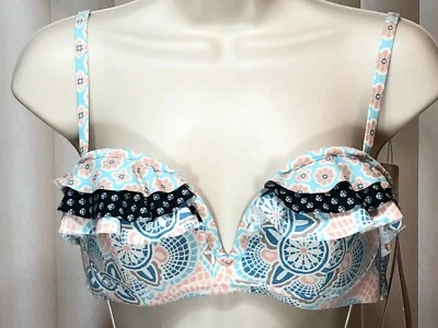 Coco Rave Bikini Swim Top M/L 34/36B Underwire Deep V Plunge Ruffle R16330 - Image 1 of 4