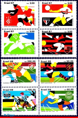2112 2149A BRAZIL 1987 1988 FAMOUS CLUBS, FOOTBALL SOCCER, RHM C-1559 C-1596 MNH Foto 1 de 4
