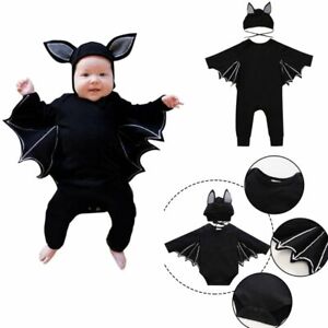 Halloween Infant Baby Jumpsuit BAT Cosplay Costume Long Sleeve Romper with Hat