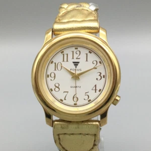 Focus Uhr Damen 34mm silber goldfarben geflochtenes Lederband neue Batterie - Bild 1 von 15