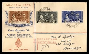 Mayfairstamps British Guiana 1937 Coronatoin Stamps to Bermuda first Day Cover a - Picture 1 of 2