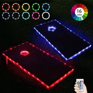 Luces LED Cornhole para tablero borde agujero anillo control remoto 16 cambio de color 2 piezas - Imagen 1 de 8