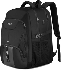 Multi-Pocket 17.3'' Laptop Backpack for Travel & School - Anti-Theft Features - Picture 1 of 9