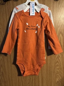 Carters Größe 12 Monate "Mein erstes Halloween" Set aus zwei Langarm-Bodys Neu mit Etikett - Bild 1 von 5
