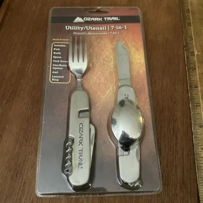 OZARK TRAIL 7 In 1 Utensil Spoon Fork Knife Awl Can/Bottle Opener Cork Screw - Image 1 of 2
