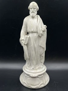 Vtg 1800s Porcelain Bisque Statue St. Joseph Angel Lilies Protector of Homes - Picture 1 of 16