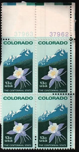 1977 13c Colorado Statehood Blocco di quattro Scott #1711 ST152 - Foto 1 di 1