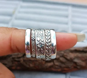 Silber Vorsteckringe, 925 Sterling Silber Ring, 5er Set Ringe Silber Midi Ring - Bild 1 von 4