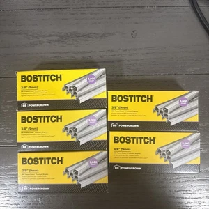 (5) BOSTITCH KLAMMERN B8 POWERCROWN PREMIUM STAHL 5.000/BOX 0,38" BEIN 0,5" KRONE - Bild 1 von 8