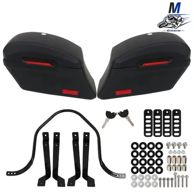Heavy Duty Mounting Kit & Hard Bags Saddlebags For Yamaha Kawasaki Honda Classic - Изображение 1 из 4