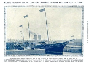 Impresión antigua 1907 - ENVÍOS Victoria Albert Yacht nuevo muelle Cardiff Edward (315) - Imagen 1 de 1