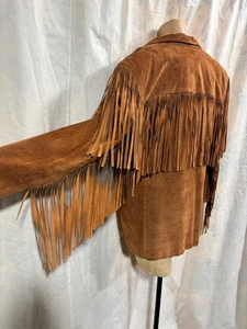 Vintage 1970s-80s Men's Women's Clifford Michael Brown Suede Fringe Coat Jacket - Picture 1 of 7