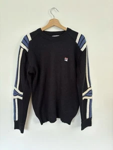 Vintage Fila Maglificio Biellese Sweater Blue Black White Size Large RARE - Picture 1 of 6