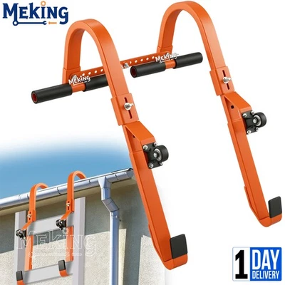 MEKING Ladder Roof Hook Stabilizer with Wheel Rubber Grip T-Bar Steel Connector 2 Pack